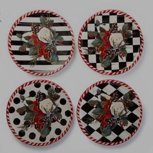 MacKenzie-Childs Holiday Plates with Red and Black Patterns